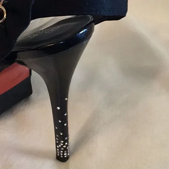 BLACK STILETTOS WITH JEWELED HEELS IN SIZE 39 - Picture 9 of 14